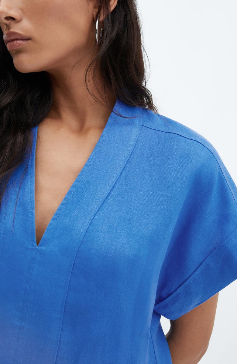 MANGO Short Sleeve Linen Shirtdress, Alternate, color, 