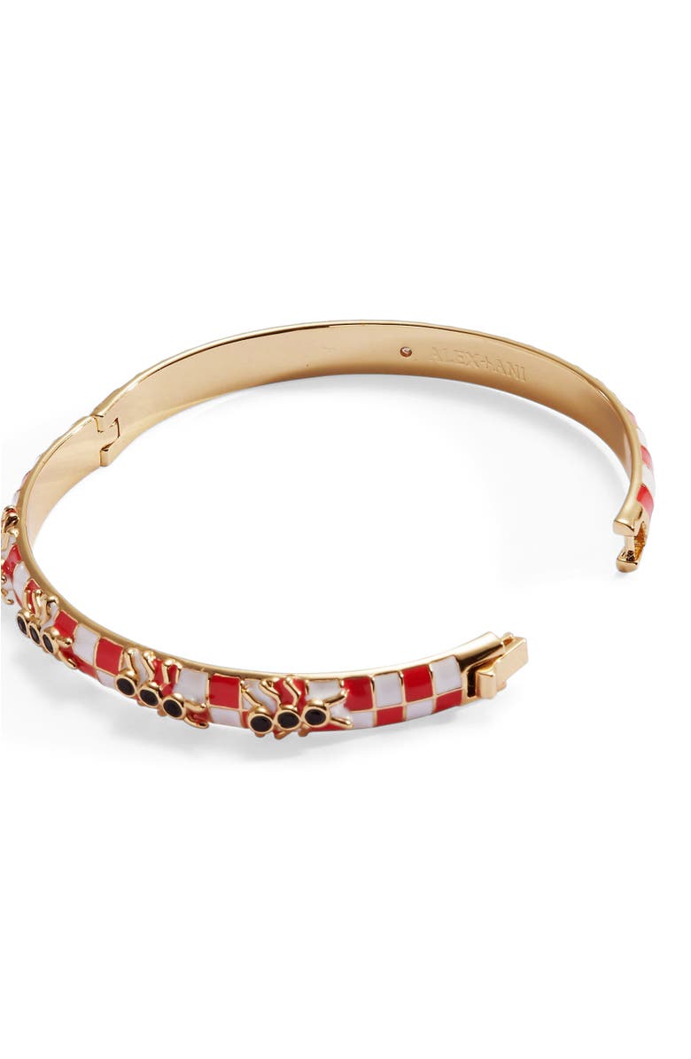 Alex and Ani Picnic Blanket Hinge Bangle with Ants, Alternate, color, Red