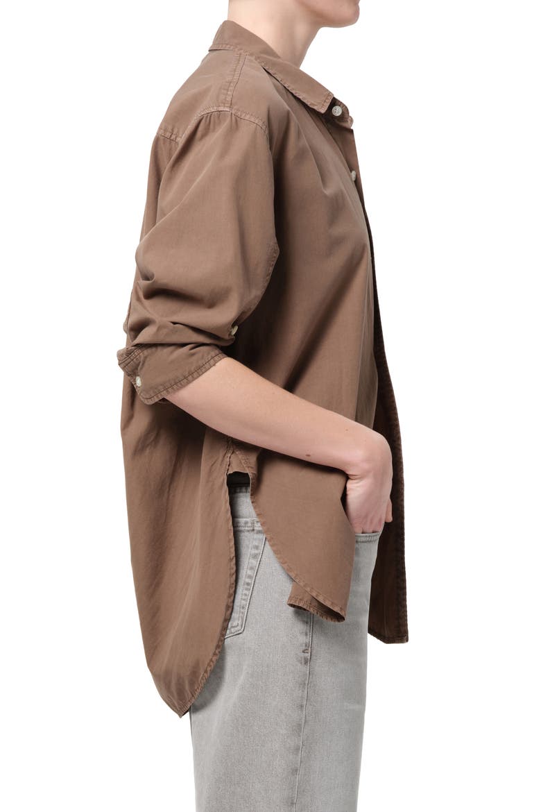 Kayla Oversize Poplin Button-Up Shirt, Alternate, color, COCOA ACID WAS