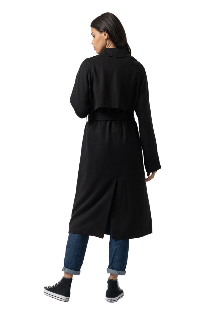 Saint + Sofia Marion Double Breasted Trench, Alternate, color, Black