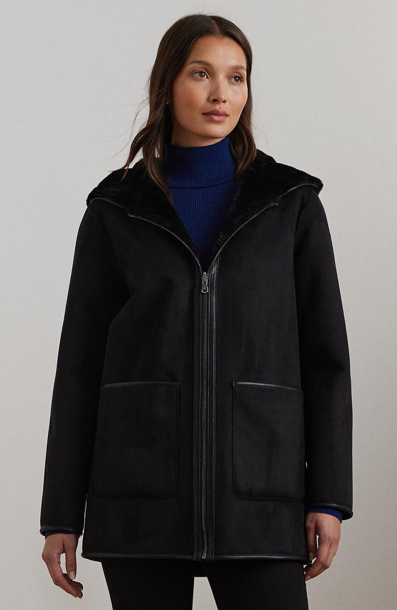 Lauren Ralph Lauren Reversible Hooded Faux Fur Coat, Alternate, color,
