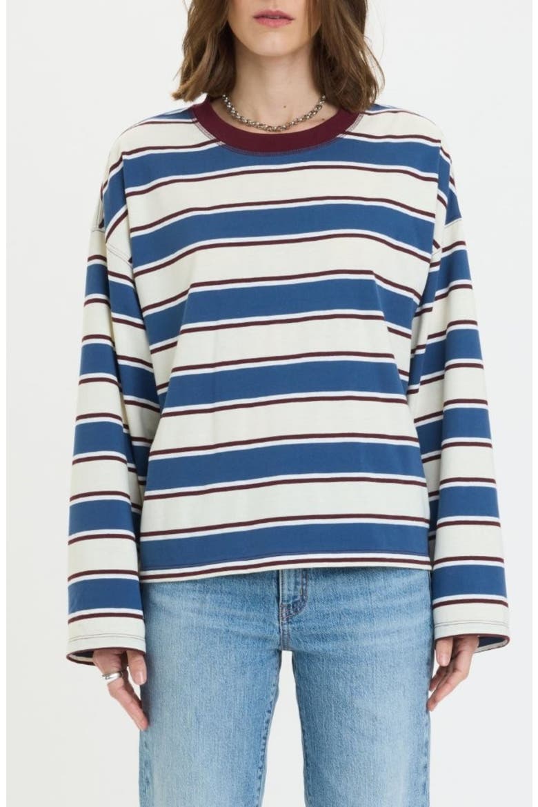 Salinas Stripe Cotton Blend Long Sleeve Top, Main, color, COVE STRIPE