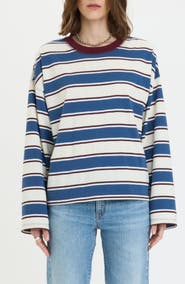 DAZE Salinas Stripe Cotton Blend Long Sleeve Top