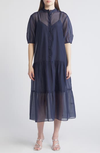 Ted Baker London Pyla Sheer Organza Midi Shirtdress | Nordstrom