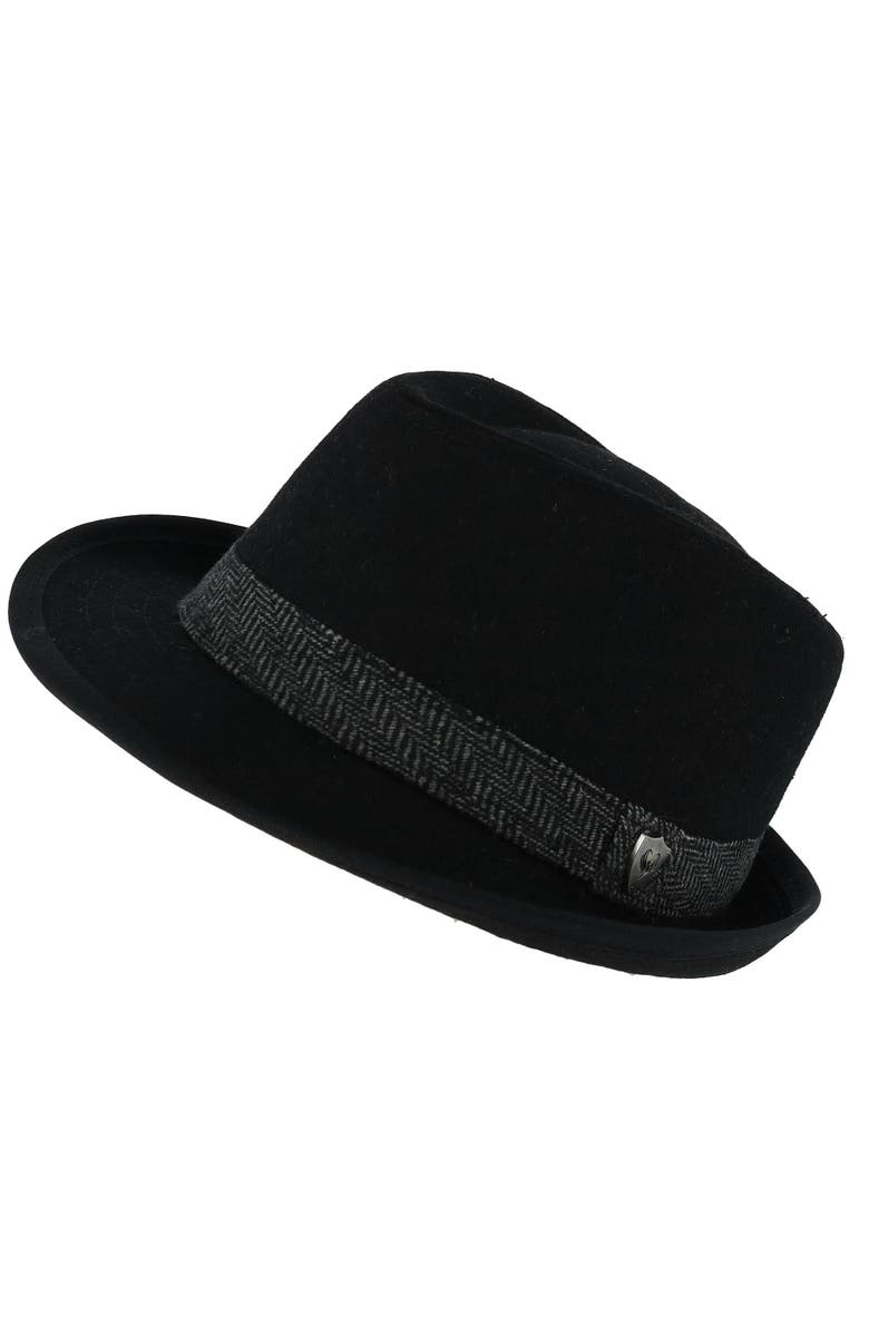 Ascentix Men's Wool Blend All Season Fedora Hat with Herringbone Band, Alternate, color, Black
