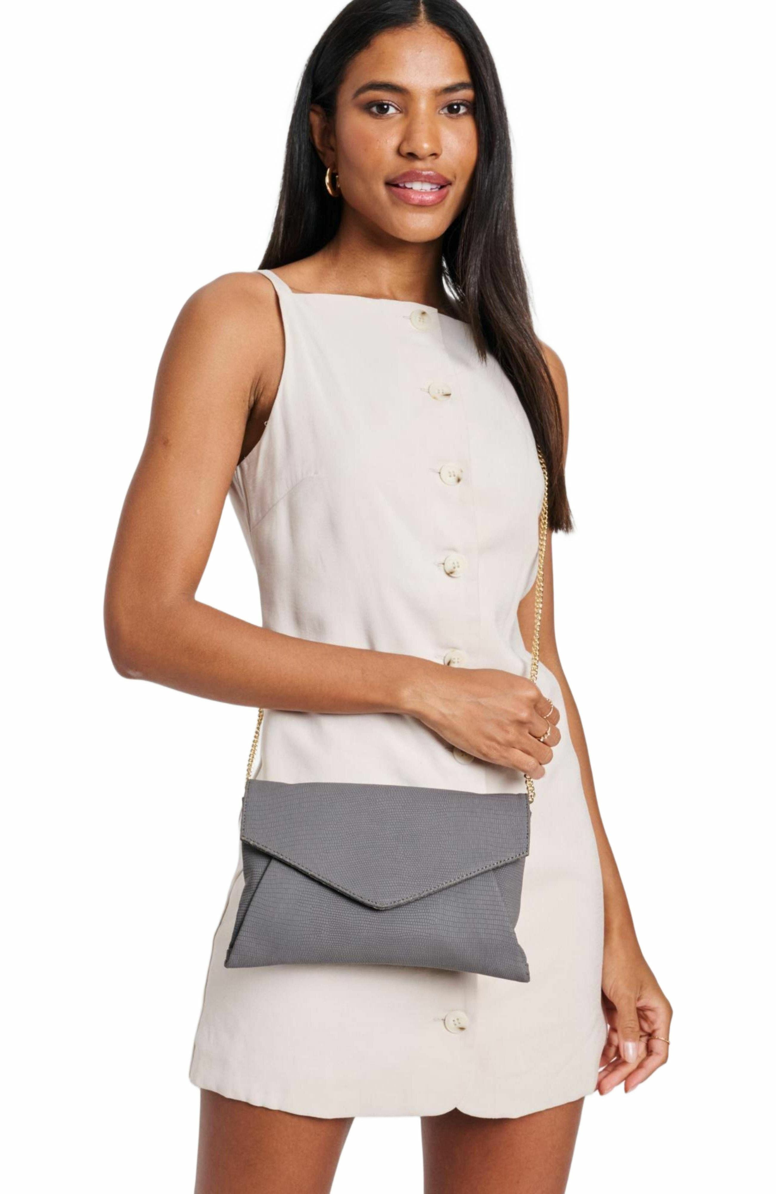 Stylish Grey Cara Clutch Bag for Chic Nights Out, Alternate, color, Grey
