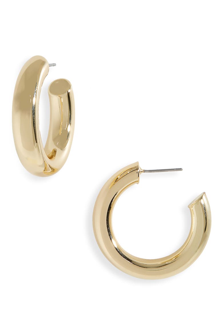 Tube Hoop Earrings, Main, color, GOLD