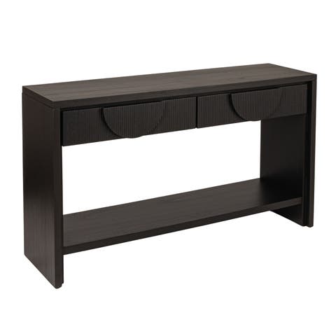 Modern Black Console Table with Storage Drawers