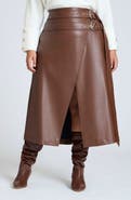 ELOQUII Double Belted Faux Leather Skirt