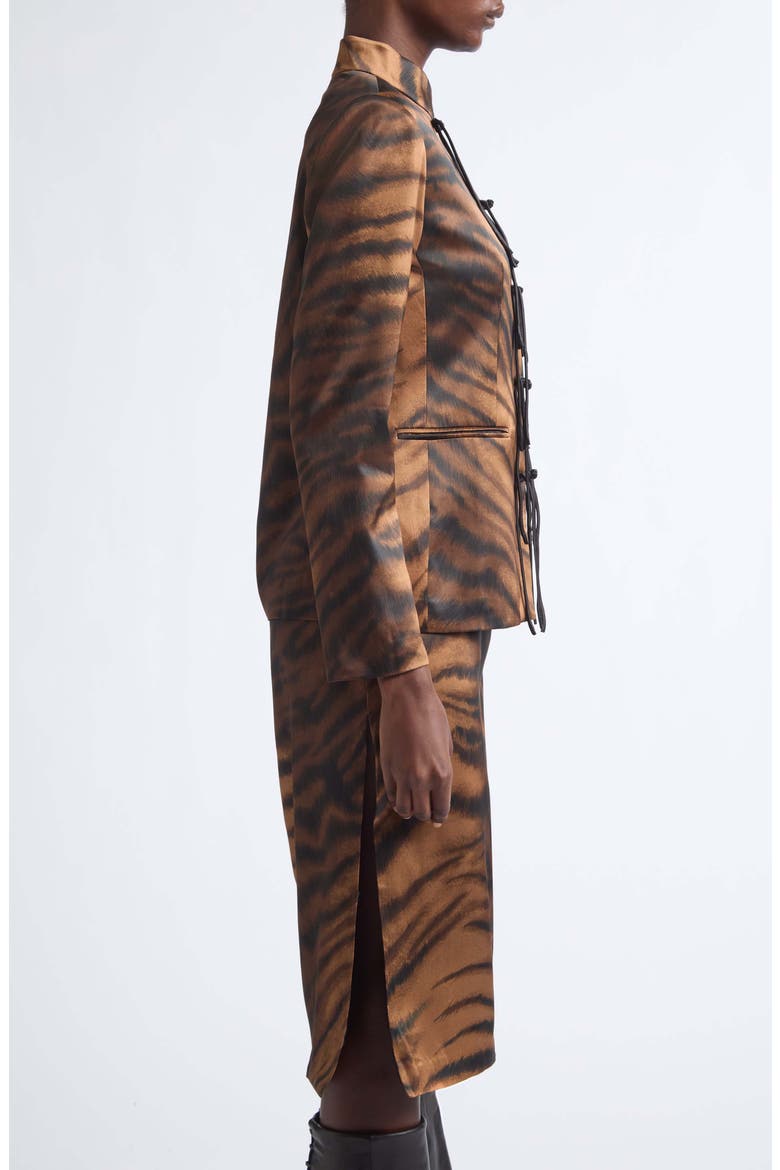 Chudeir Tiger Print Silk Blend Satin Jacket, Alternate, color, TIGER
