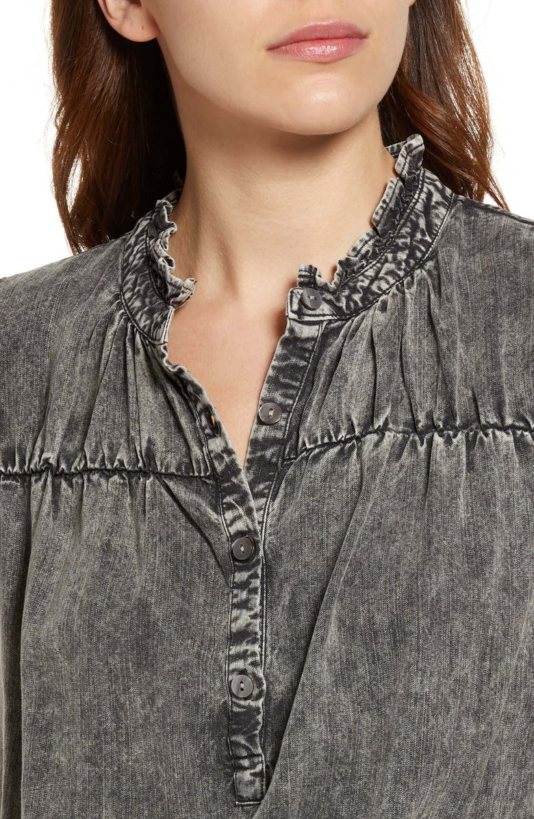 Rails Amina Acid Wash Smocked Minidress, Alternate, color, 