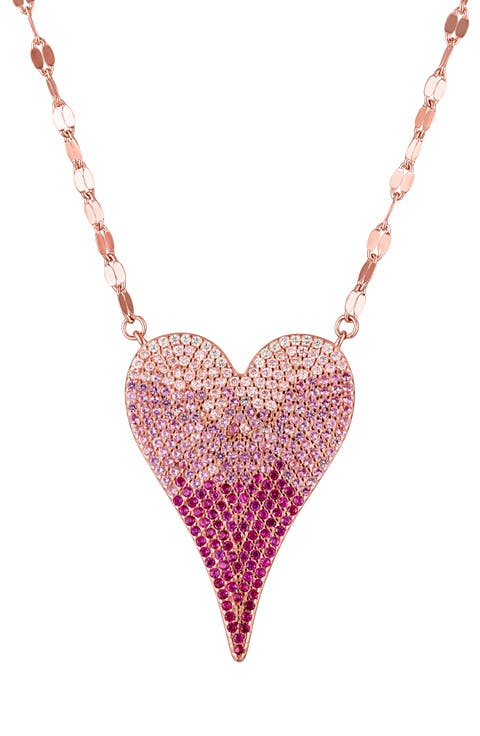 Pavé Cubic Zirconia Heart Pendant Necklace