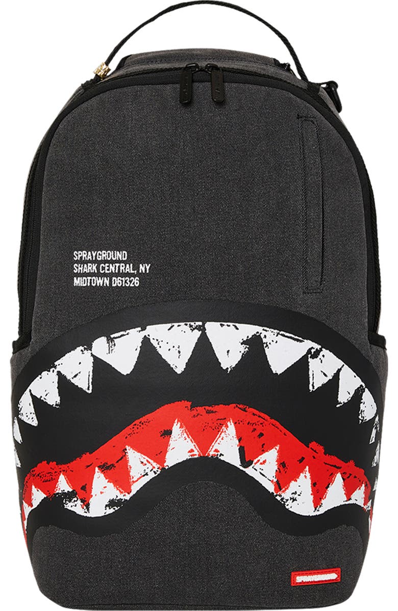 Sprayground Kids' Shark Denim Backpack, Main, color,