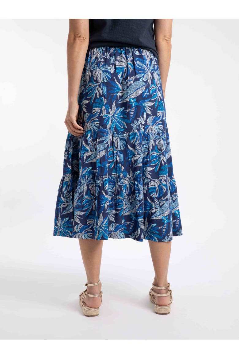 Cassis Printed Viscose Tiered Skirt, Alternate, color, Blue Indigo