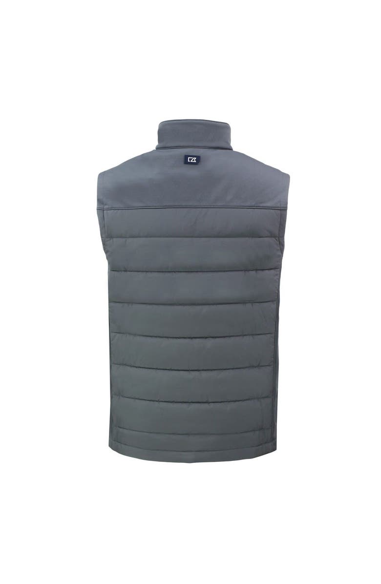 Cutter & Buck Men's Cutter & Buck Gray Green Bay Packers Throwback Evoke Hybrid Eco Softshell Recycled Full-Zip Vest, Alternate, color,