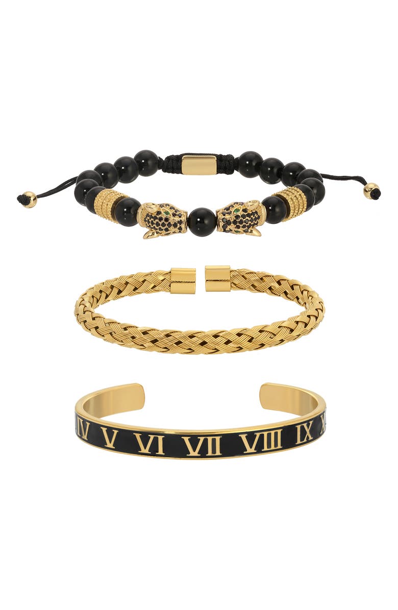 EYE CANDY LOS ANGELES Men's Set of 3 Mickey Beaded Bracelets, Main, color, Gold