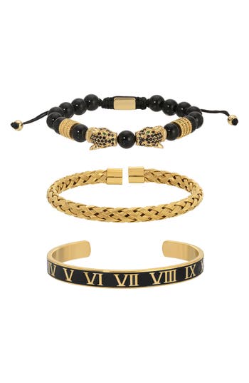 Eye Candy Los Angeles Set Of 3 Mickey Beaded Bracelets In Gold