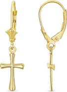 CANDELA JEWELRY 14k Gold Cross Lever Back Drop Earrings