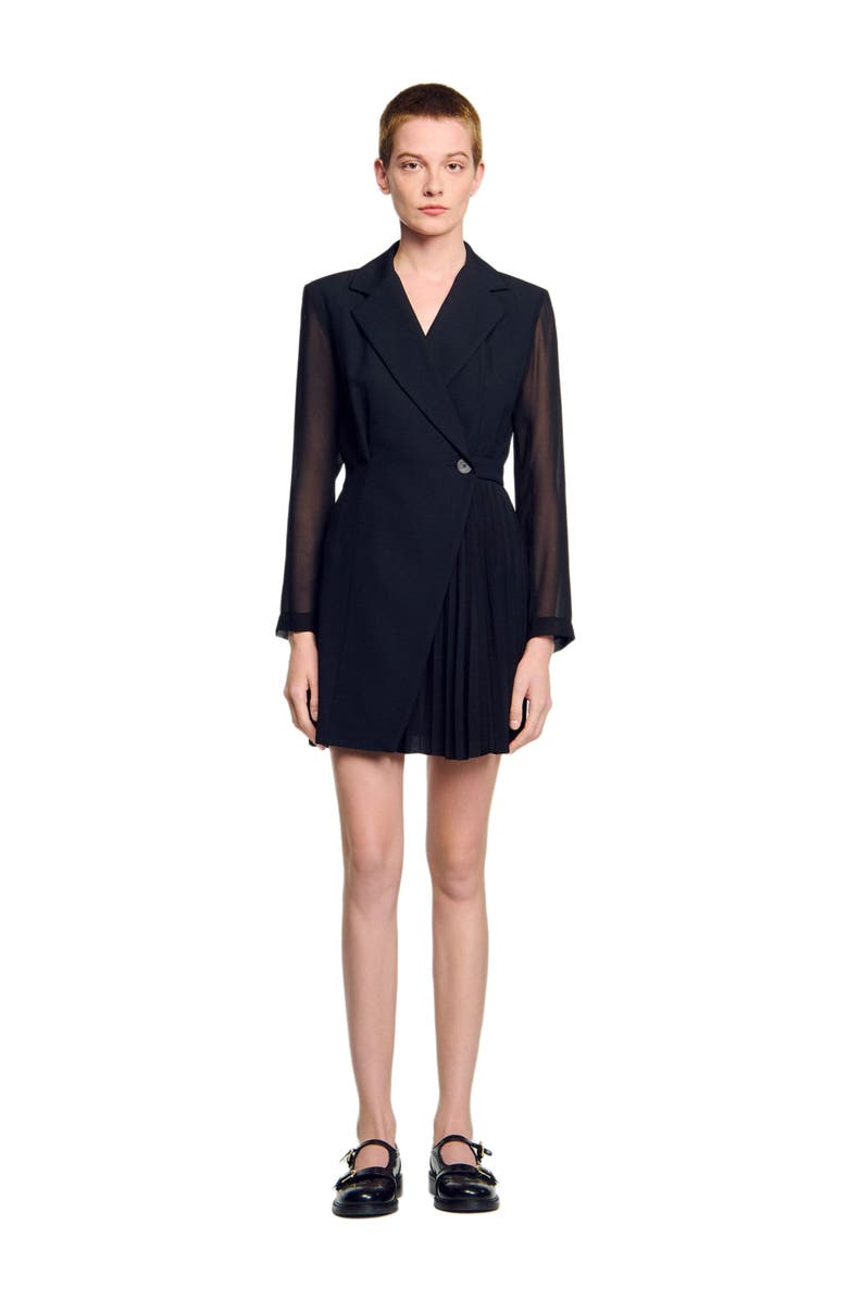 SANDRO Wraparound dress, Alternate, color, Black