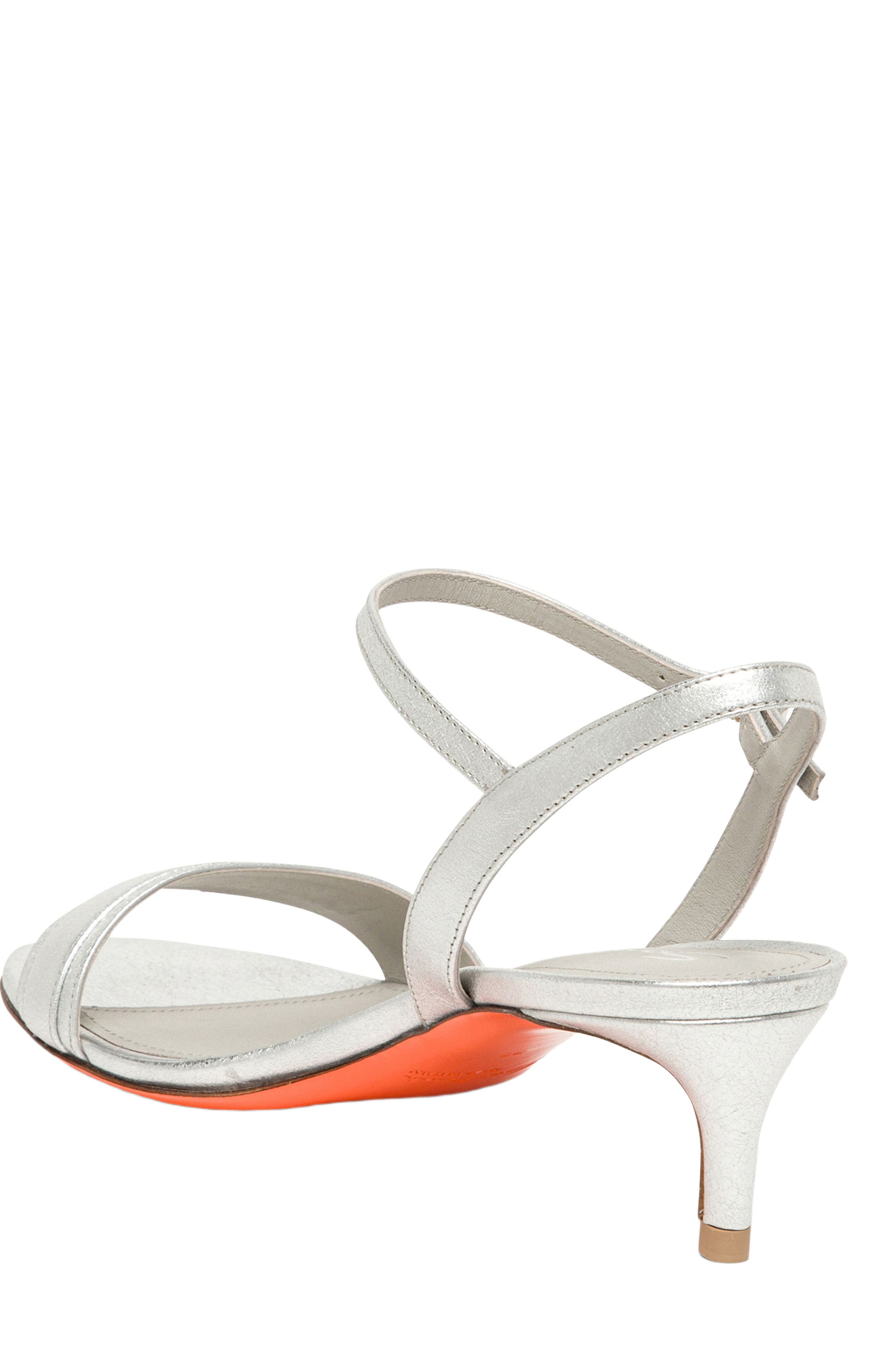 Santoni Women's mid-heel sandal, Alternate, color, Silver