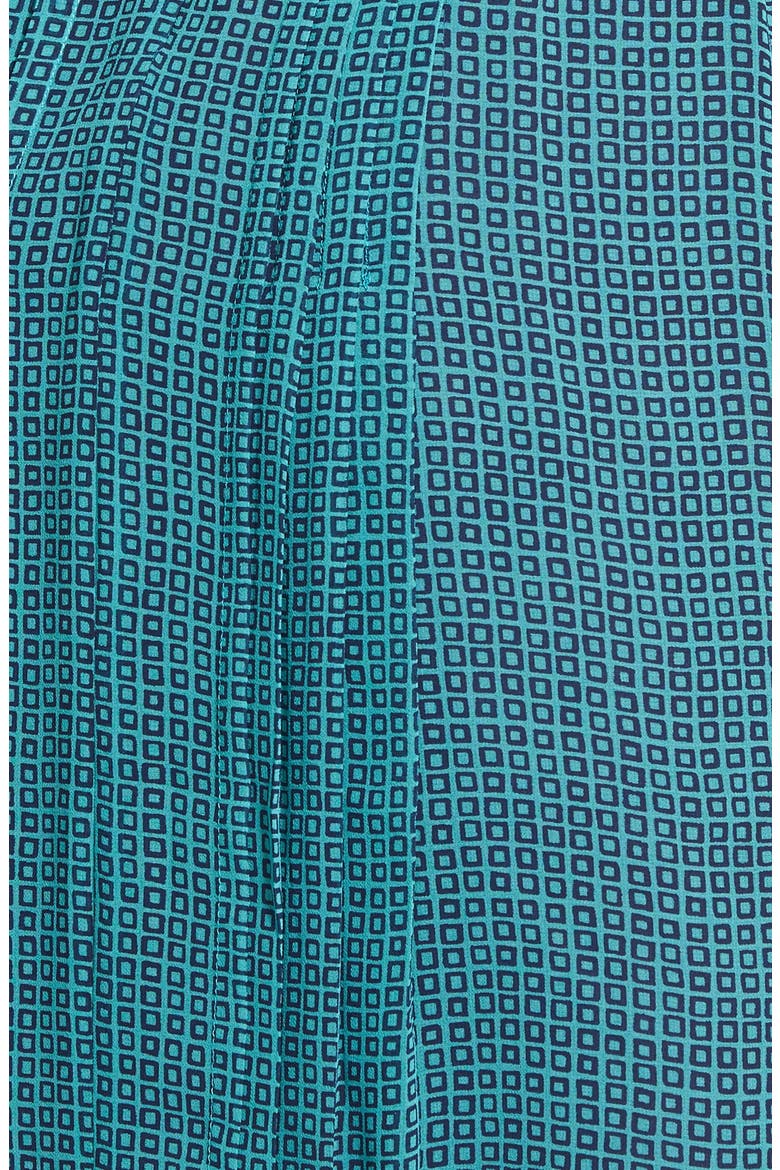 Pleated Fit & Flare Dress, Alternate, color, TEAL- NAVY GRID PRINT