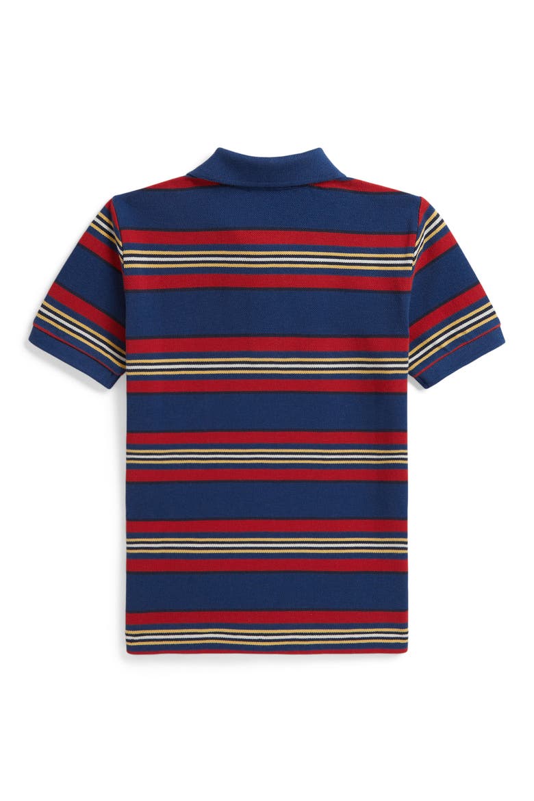 Kids' Stripe Cotton Mesh Polo, Alternate, color, DUSTY AZURE MULTI