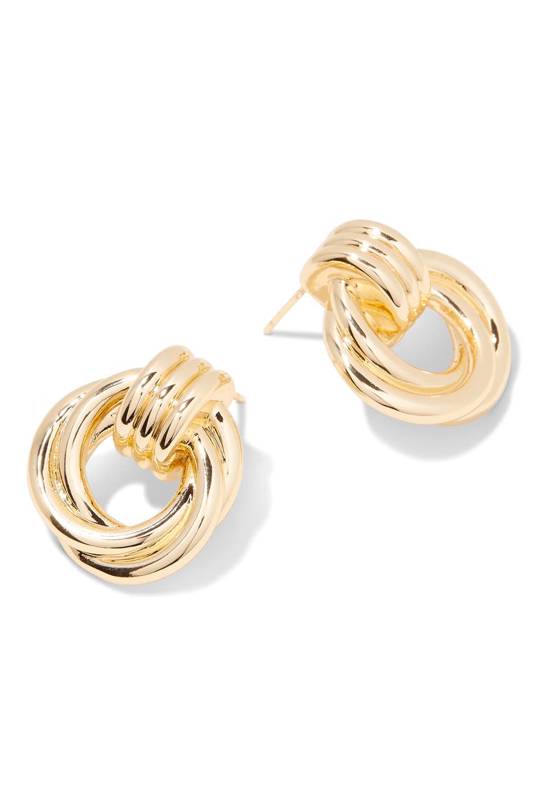 Meg Knot Drop Earrings, Alternate, color, GOLD