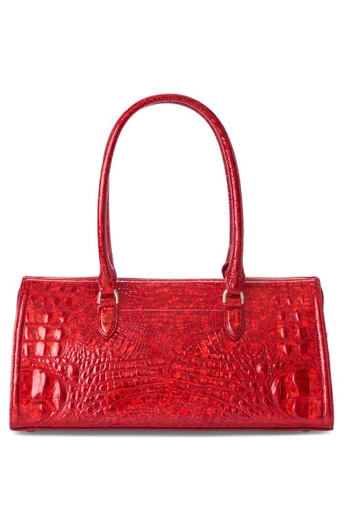 Brahmin Sophia Croc Embossed Leather Satchel In Red
