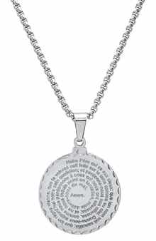 HMY JEWELRY Stainless Steel Notre Père Pendant Necklace