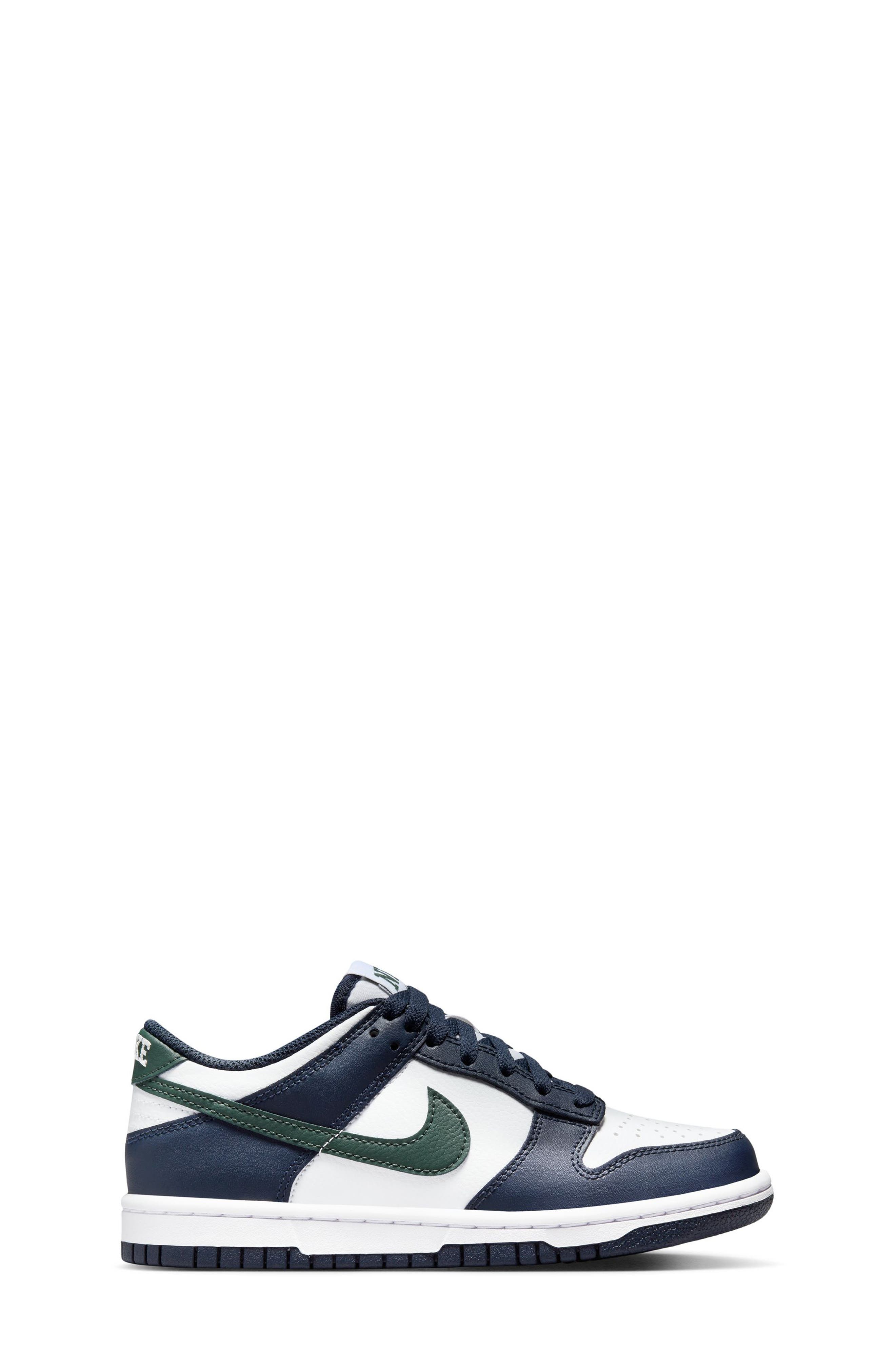 Nike Kids' Dunk Low Sneaker, Alternate, color, Obsidian/ Vintage Green