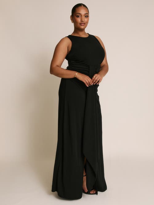 Six Stories Drape Gathered Sleeveless Stretch In Black
