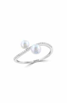 Sterling Silver Akoya Pearl & Diamond Ring