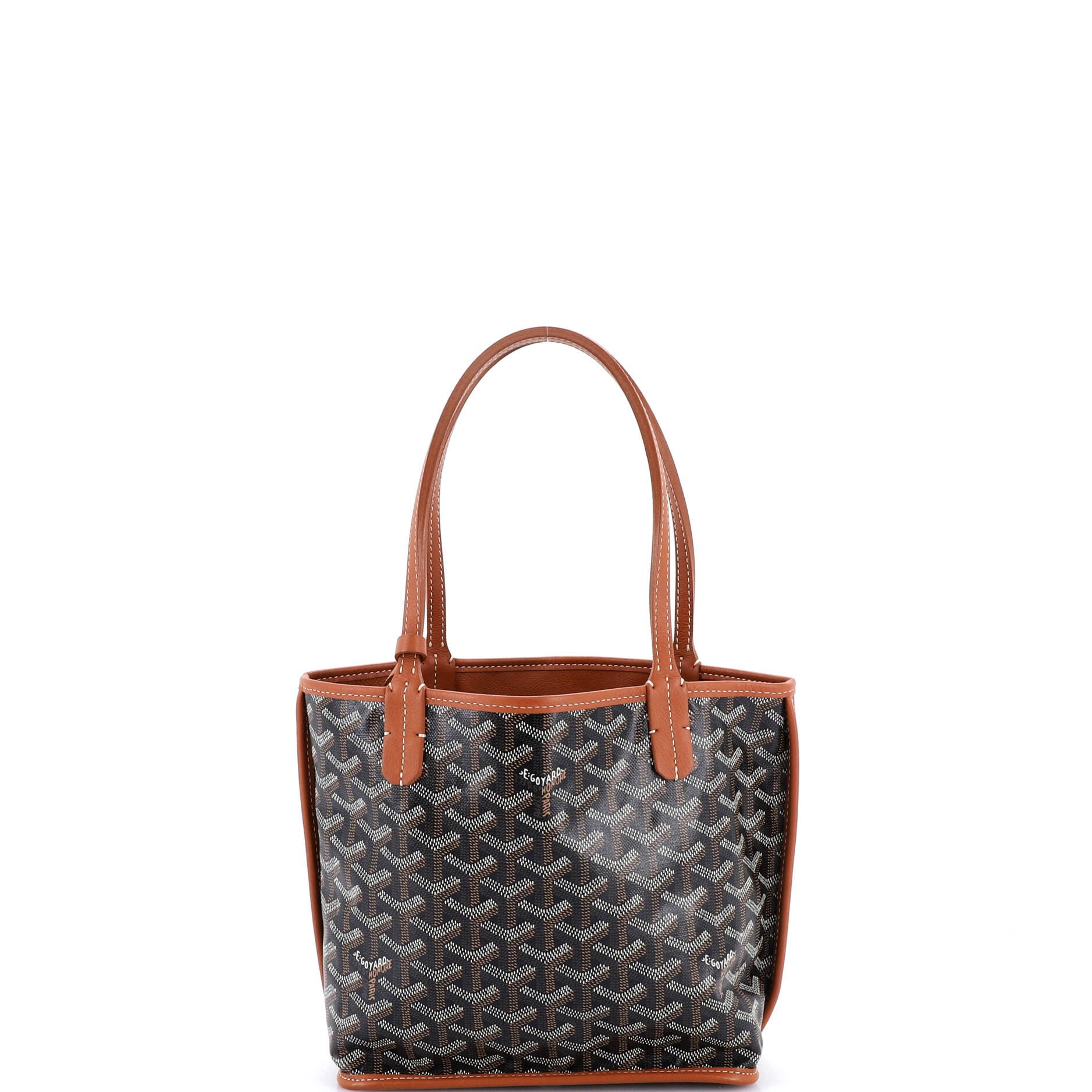 Pre-Owned Goyard Anjou Reversible Tote Coated Canvas Mini, Main, color, Black