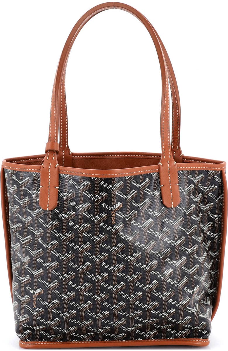 Pre-Owned Goyard Anjou Reversible Tote Coated Canvas Mini, Main, color, Black