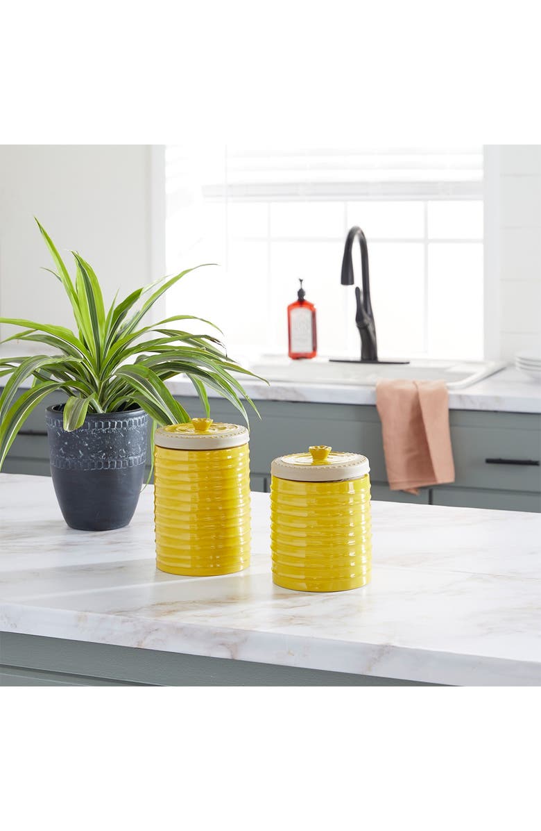 SONOMA SAGE HOME Yellow Ceramic Farmhouse Decorative Jar 2-Piece Set, Alternate, color, Yellow