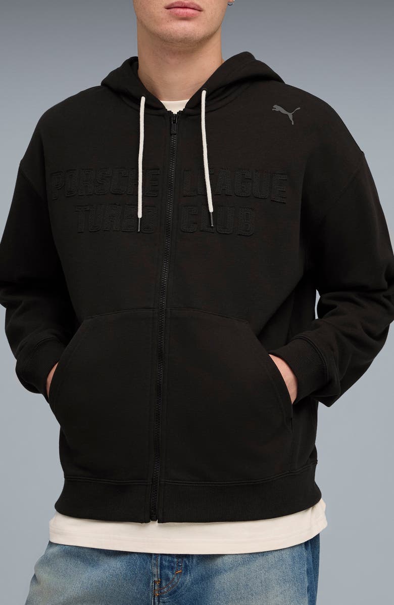 PUMA Porsche League Zip Hoodie, Main, color, Puma Black