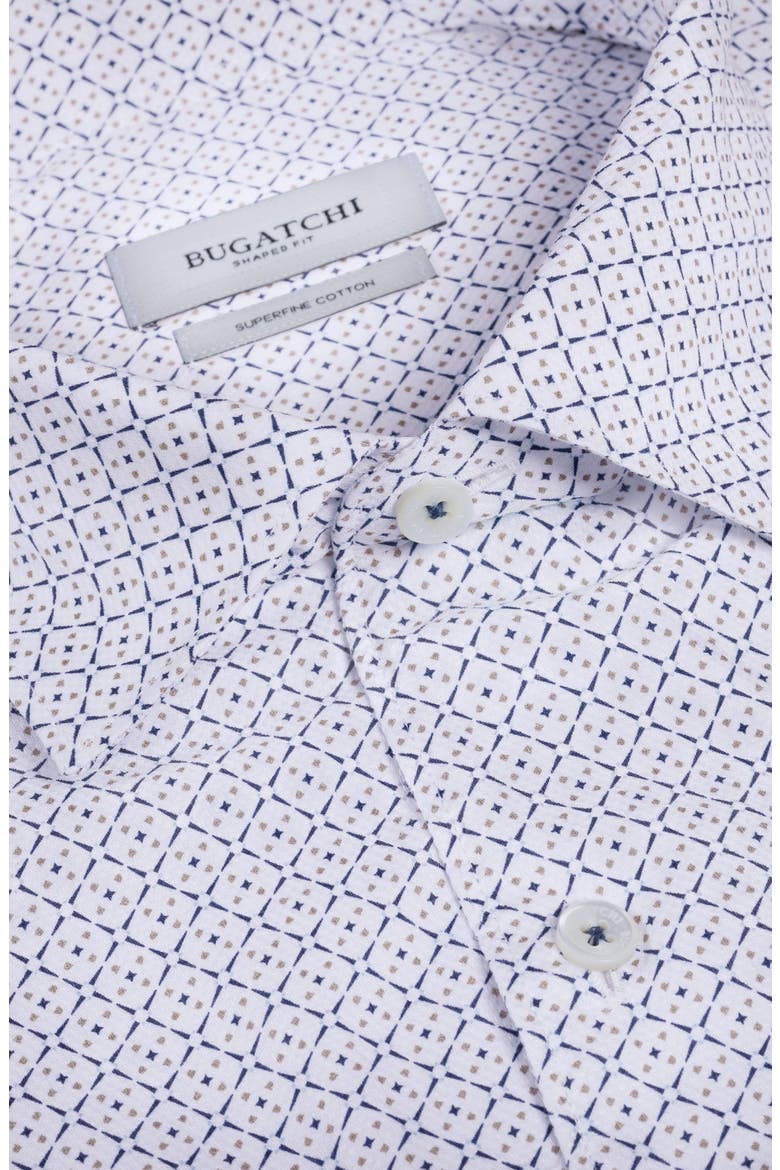 Alvin Shaped Fit Geo Print Button-Up Shirt, Alternate, color, WHITE