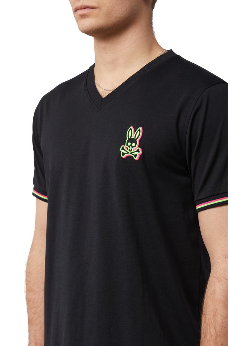 Logo V-Neck T-Shirt, Alternate, color, BLACK