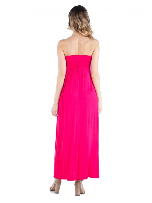 24seven Comfort Apparel Maternity Sleeveless Empire Waist Maxi Dress In Pink