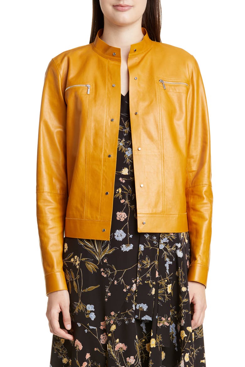 Galicia Glazed Lambskin Leather Jacket, Main, color, SUNSTONE