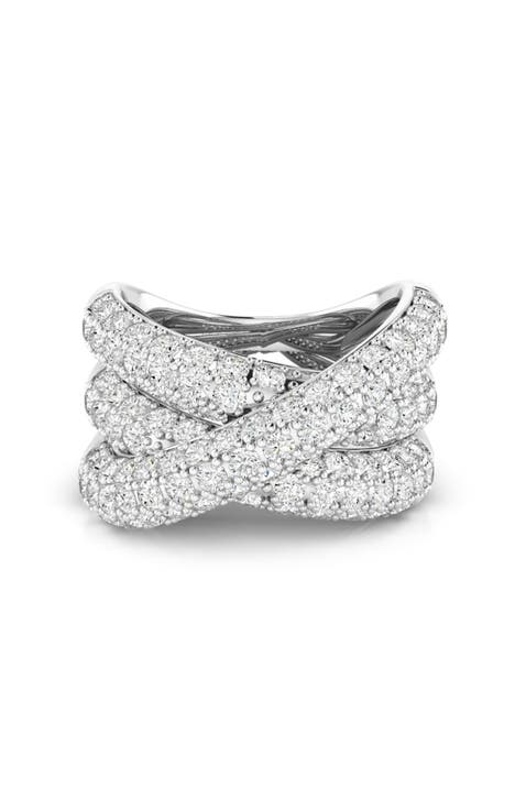Pavé Cross Over Lab Diamond Ring in 14K