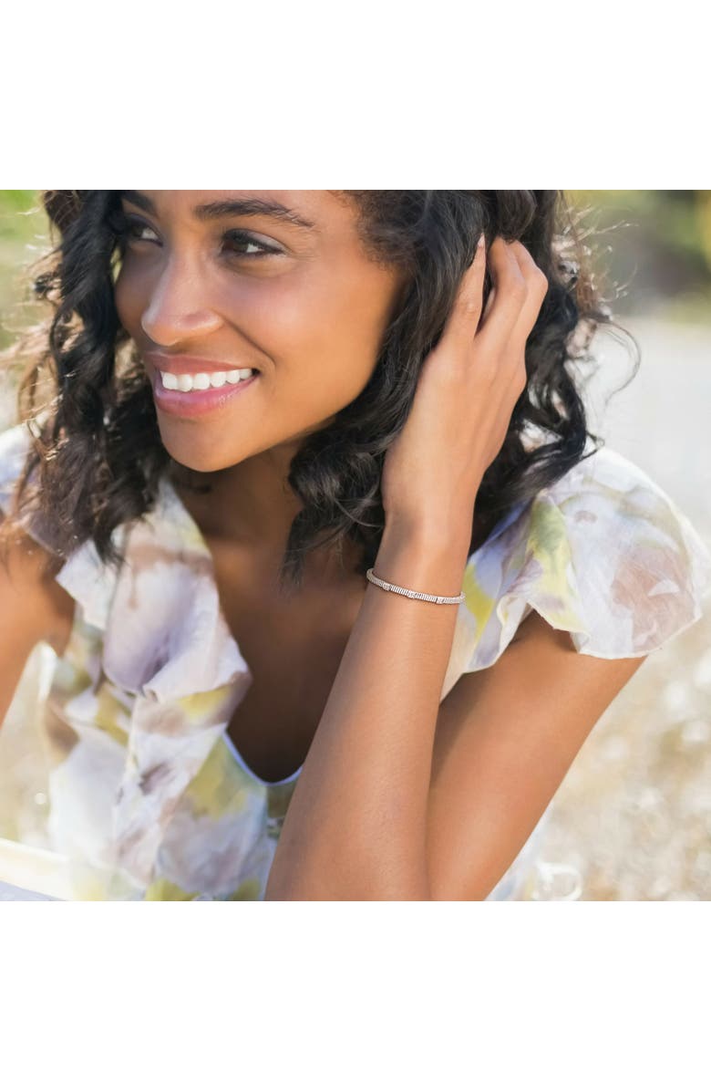 Julianna B. 3/8 CTW Cubic Zirconia Station Bangle Bracelet, Alternate, color, Sterling Silver