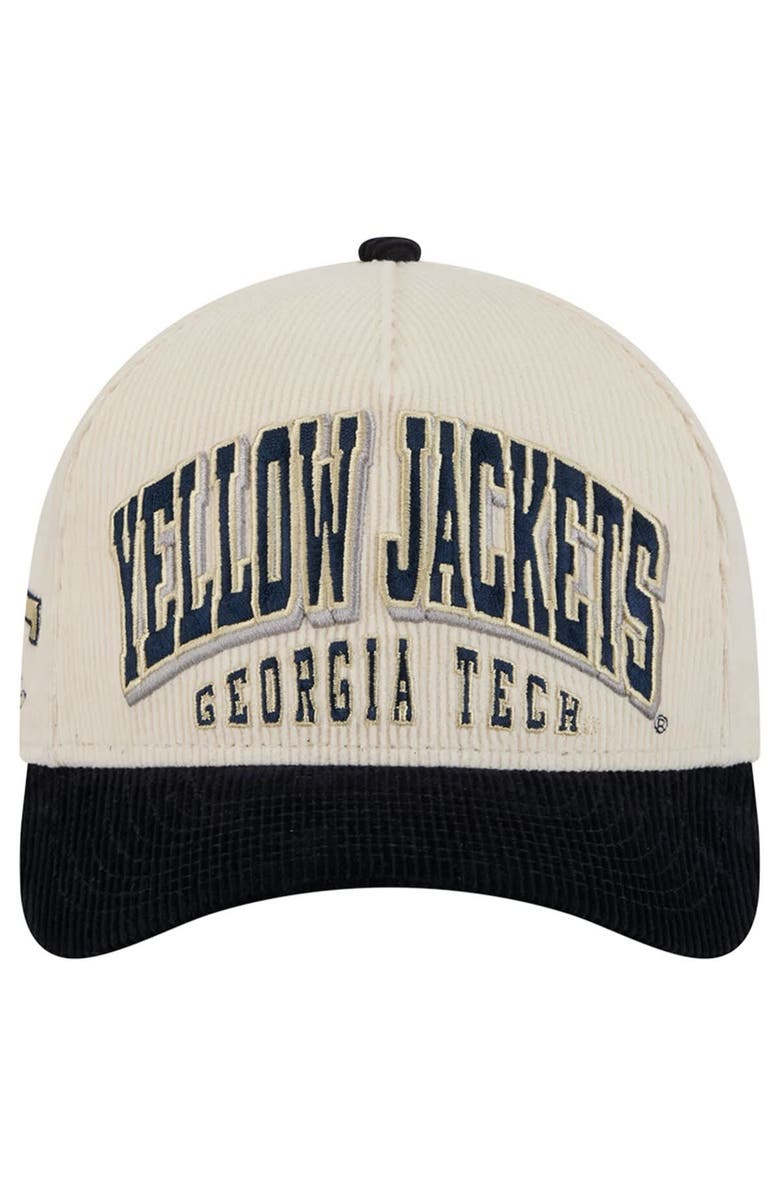 New Era Men's New Era Navy/Cream Georgia Tech Yellow Jackets Arch Two-Tone Corduroy 9FORTY A-Frame Adjustable Hat, Alternate, color, Navy