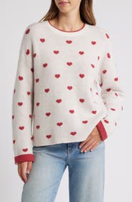Splendid Lolly Hearts Jacquard Crewneck Sweater