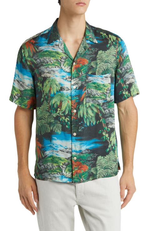 Tropical Print Camp Shirt
