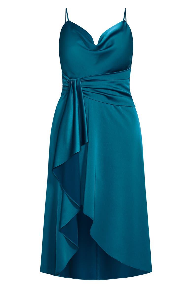 Simplicity Cowl Neck Satin Midi Dress, Alternate, color, VIRIDIAN