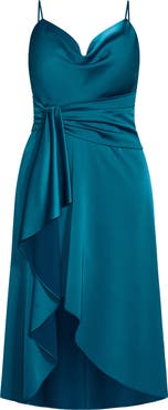 City Chic Simplicity Cowl Neck Satin Midi Dress