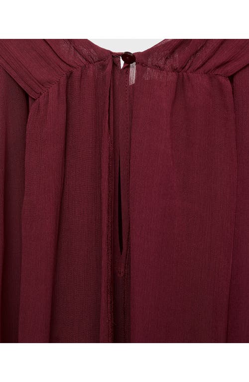 Mango Semisheer Top In Burgundy