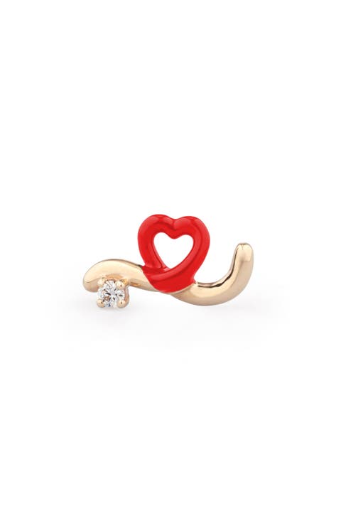 Enamel & Diamond Single Stud Earring