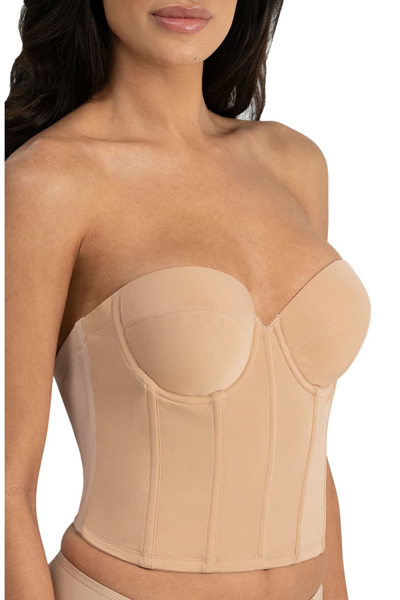 Brie Backless Strapless Bustier, Alternate, color, MOCHA